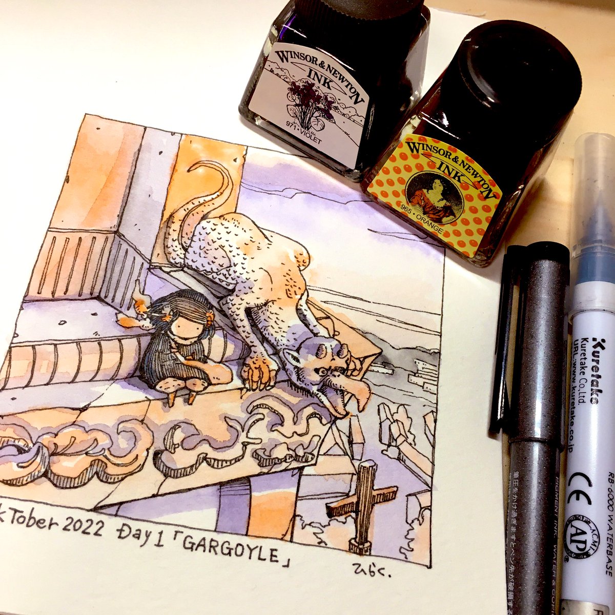 10/1:GARGOYLE
言葉がなくても、きっと今同じ気持ち。
Even without words, we surely feel the same now.

 #inktober2022  #inktober2022day1  #Pavot  #ペン画 