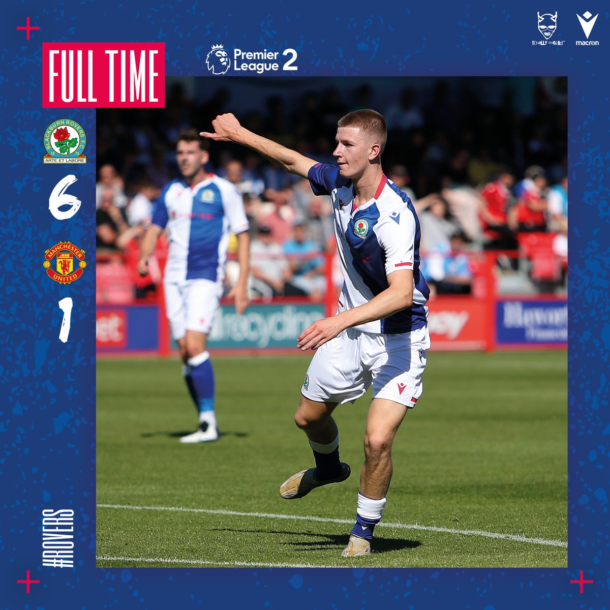 ⏱️ Full-time: #Rovers U21s 6-1 Manchester United U21s

What a result for the U21s! It's all over at Leyland, as Ethan Walker completed the scoring in the second-half. Jack Vale (2), Adam Wharton, Harry Leonard and Jared Harlock the first-half scorers.

#PL2 🔵⚪️