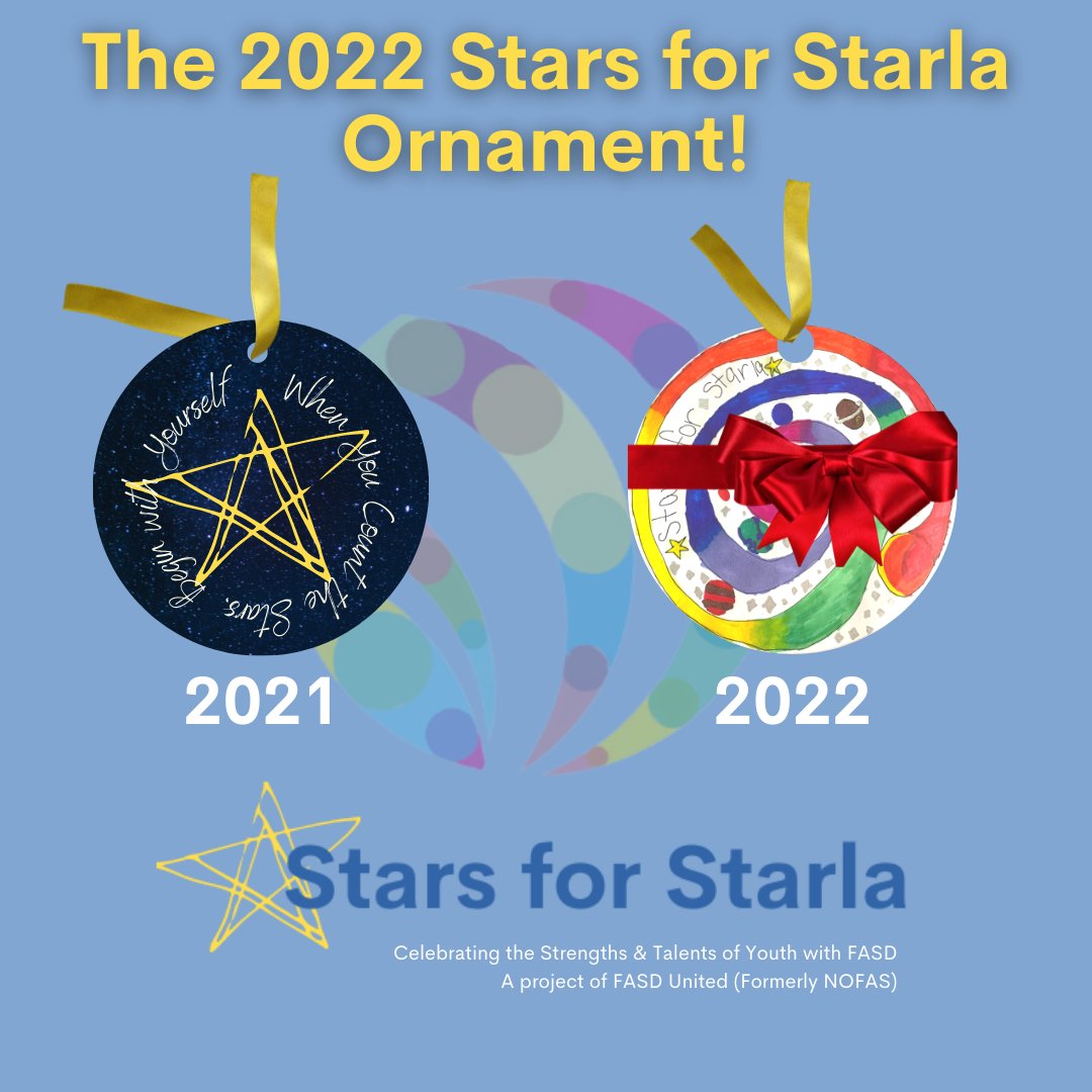 FASDUnited's tweet photo. Thank you for each 2022 submission for this year's #StarsforStarla ornament, and thank you to our chosen first place โญ๏ธ This program provides support and promotes kindness for those with #FASDs!
For information: https://t.co/1wUfiIlP9C https://t.co/V62LGpz5t3