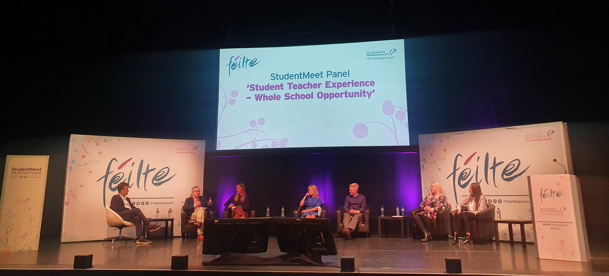 mariettk's tweet photo. #studentmeet #FEILTE @roryos23 'Teachers went online within 12 hours' 'huge commitment to digital cpd done at home in their own time to upskill' @nobrienCB 'student placement/PME & NQT gives opportunities for fellow teachers to learn' observation, reflection, conversations. https://t.co/OkK1ayVSls