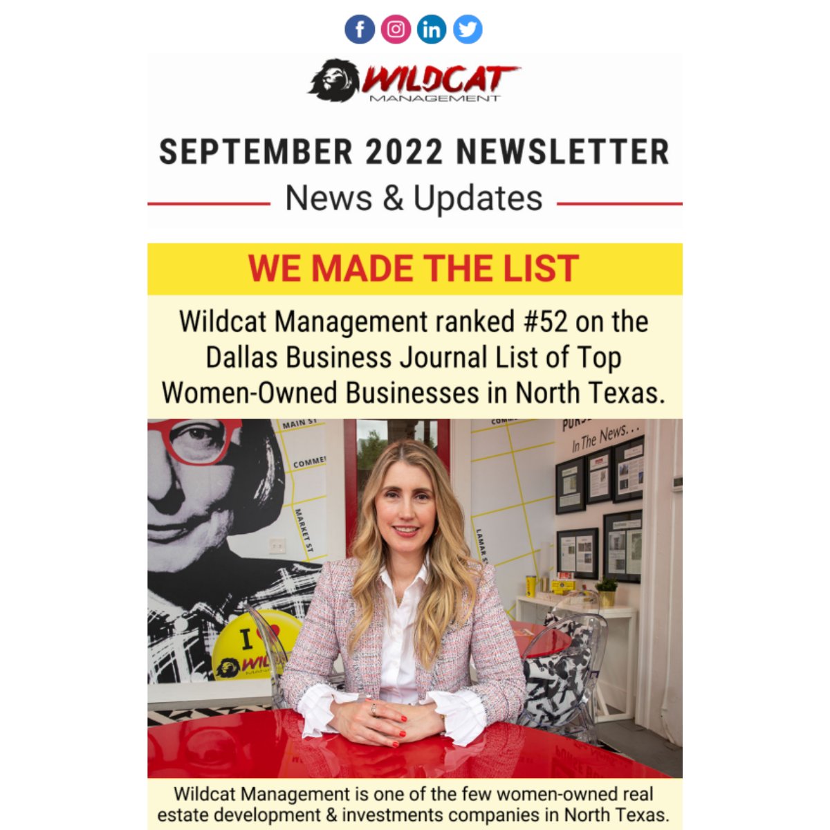TanyaARagan's tweet image. We've had another exciting month at  Wildcat Management!  Sign up for our email list to stay up to date on all the latest company news and announcements.

Join our email list now by visiting ➡️ conta.cc/3xIwBAY

#WildcatMgmt #Newsletter  #CompanyNews #TeamWildcat