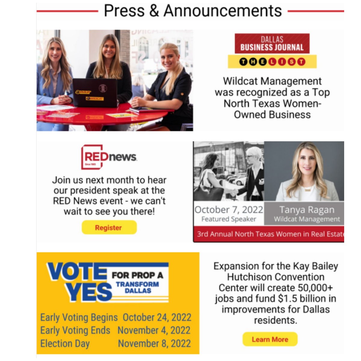 TanyaARagan's tweet image. We've had another exciting month at  Wildcat Management!  Sign up for our email list to stay up to date on all the latest company news and announcements.

Join our email list now by visiting ➡️ conta.cc/3xIwBAY

#WildcatMgmt #Newsletter  #CompanyNews #TeamWildcat