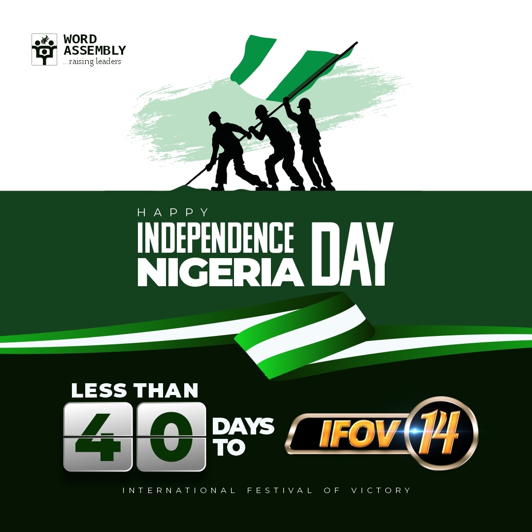 WordAssemblyHQ's tweet photo. HAPPY INDEPENDENCE DAY🇳🇬

Less than 40 days to IFOV14

It's not just a gathering of people together. 

It is the celebration of our victory in Christ🙌🏼

It is the annual convention of Word Assembly worldwide, an opportunity to celebrate God's faithfulness upon the commission. https://t.co/SVngVbjNvh