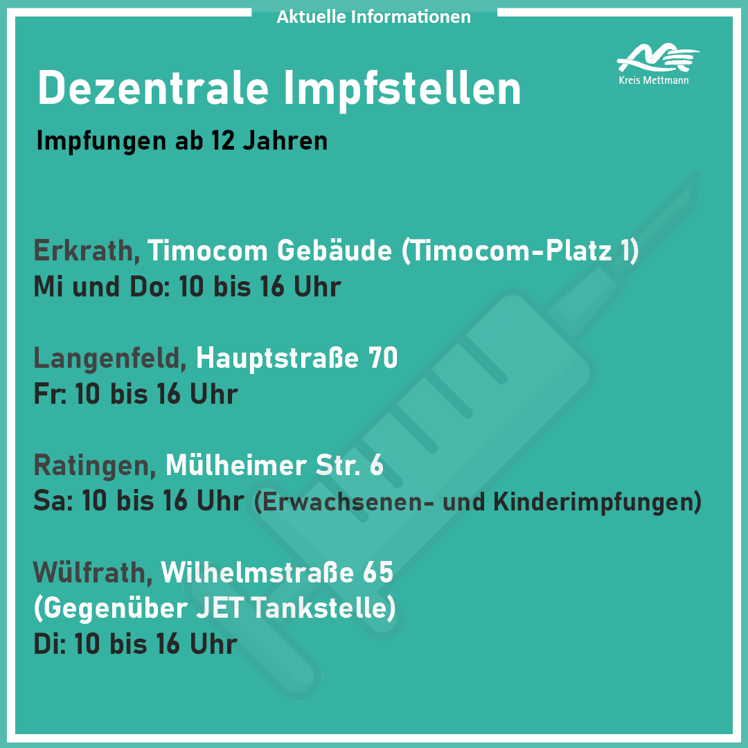 KreisMettmann's tweet photo. Das sind die #Öffnungszeiten der dezentralen #Impfstellen in der kommenden Woche 🙂. Am #TagderDeutschenEinheit werden keine Impfungen durchgeführt. #Kinderimpfungen finden samstags in Ratingen statt.
ℹ️ Weitere Termine: https://t.co/67rXWJlfrX
#kreismettmann #impfen https://t.co/lEKkcwBIq8