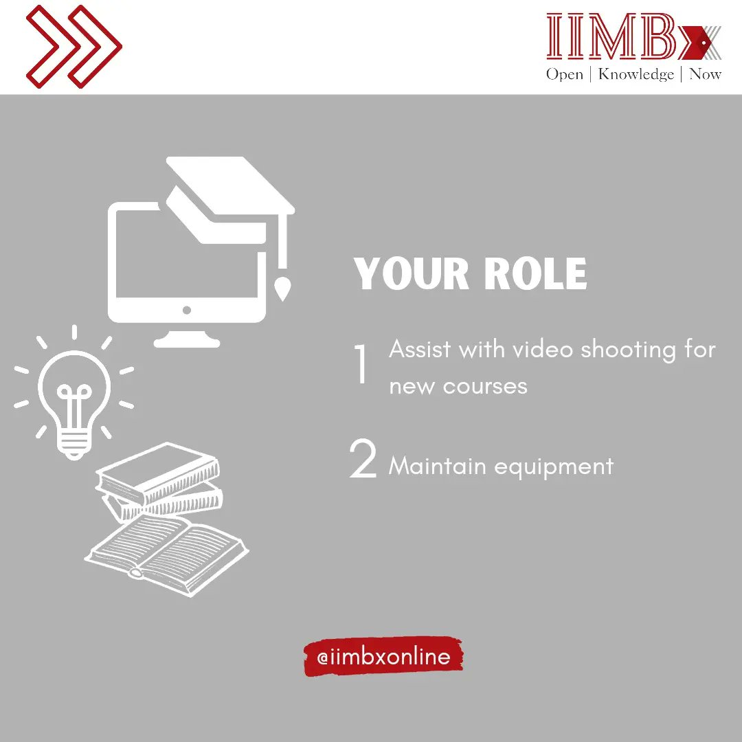 iimbxonline's tweet photo. More internship opportunities at IIMBx! We're looking for interns with video recording experience to join our studio team. Apply before October 30!
https://t.co/C3Ih9waJtT
#hiringinterns #internswanted #iimb #iimbangalore #iim https://t.co/whiGYksn1u