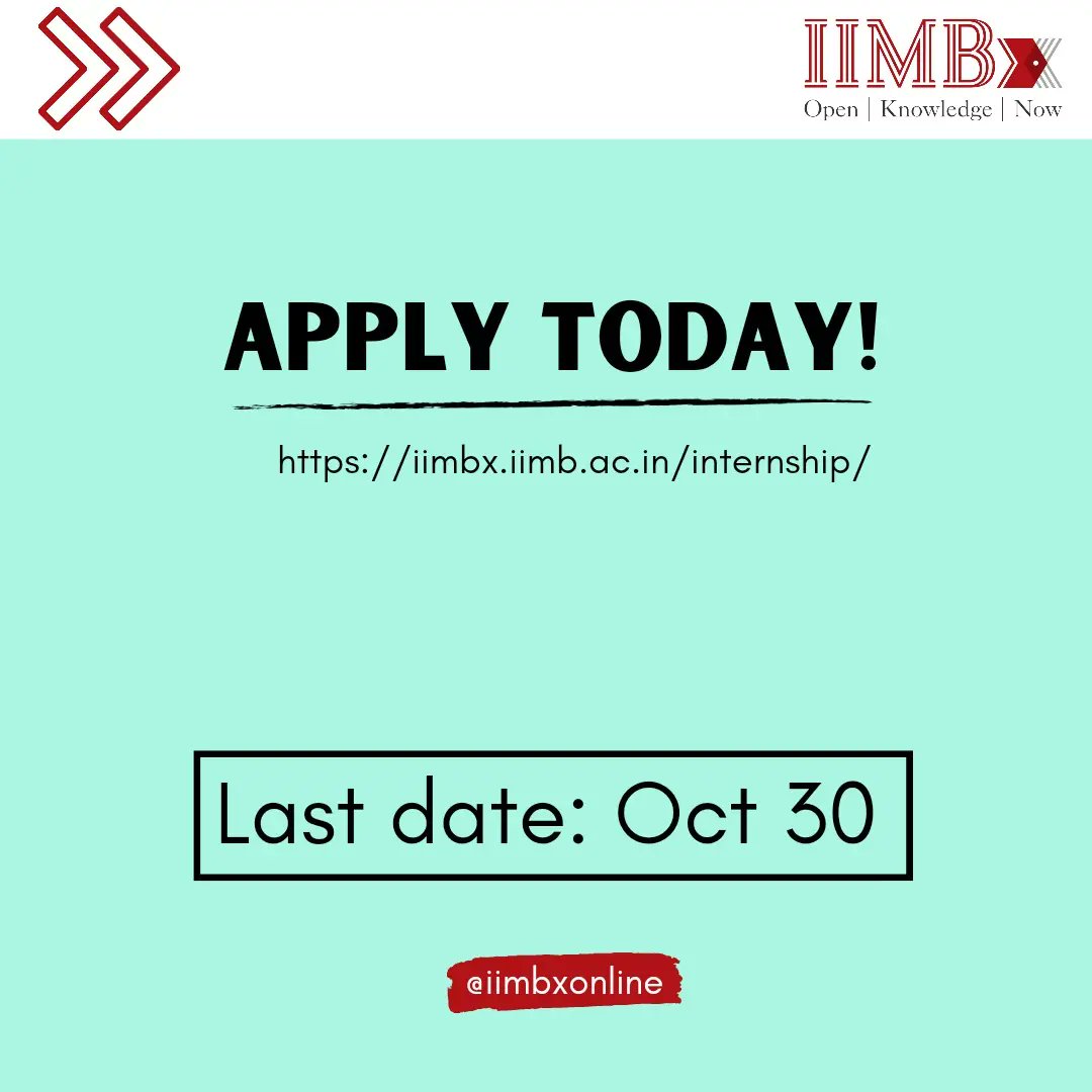 iimbxonline's tweet photo. More internship opportunities at IIMBx! We're looking for interns with video recording experience to join our studio team. Apply before October 30!
https://t.co/C3Ih9waJtT
#hiringinterns #internswanted #iimb #iimbangalore #iim https://t.co/whiGYksn1u
