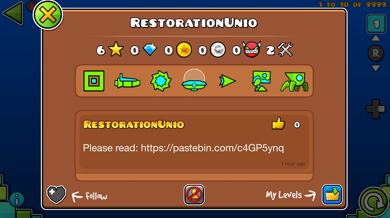 Geometry Dash Team "Restoration Union" Confesses To Hacking Accounts