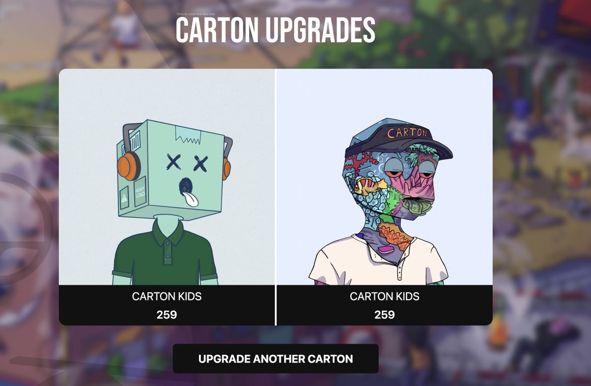 CartonkidsNFT's tweet photo. The upgrade has started!

Everyone can now upgrade their Carton Kid/Monster for  120 $CARTON, for the first 24 hours.

The full announcement in our discord https://t.co/dsRlxdesWp