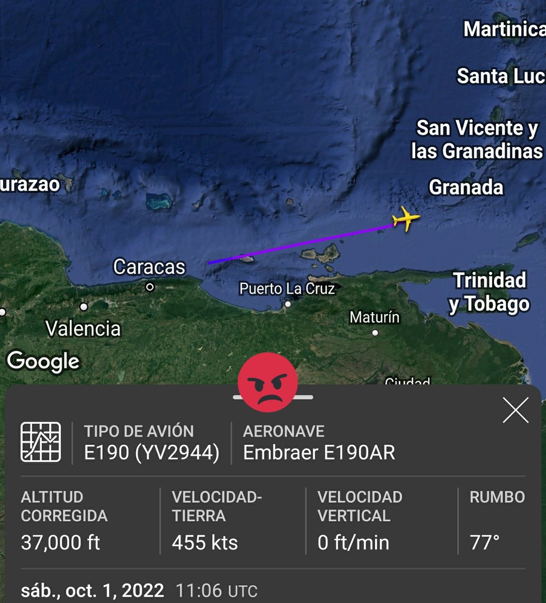 Arr3ch0's tweet photo. Conviasa #YV2944 retornando #Ahora de una vuelta rápida a las Antillas Menores. 5am salió de Maiquetía. https://t.co/YX1AF9bsJq