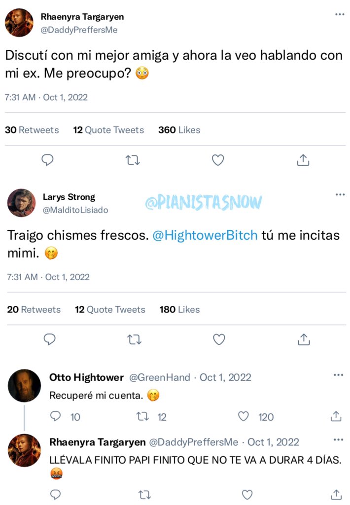 PianistaSnow's tweet photo. Si en #HouseOfTheDragonHBO  tuvieran Twitter: https://t.co/g5VqsJlgVT