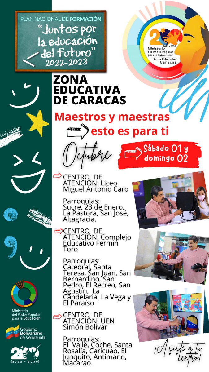 Cómo lo indicó nuestro presidente <a href="/NicolasMaduro/">Nicolás Maduro</a> hoy y mañana en #Caracas tenemos ¡Gran Feria del regreso a clases! para la adquisición de calzado, bolsos y más para nuestros docentes #JuntosPorLaEducacionDelFuturo <a href="/_LaAvanzadora/">Yelitze Santaella</a> <a href="/MPPEDUCACION/">MPPEDUCACION</a> <a href="/gracielamarilis/">Graciela Rapisarda</a> <a href="/gestionperfecta/">Carmen Meléndez</a>