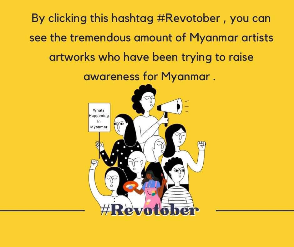 TTFR__Myanmar's tweet photo. By clicking this hashtag #Revotober , you can see the tremendous amount of Myanmar artists artworks who have been trying to raise awareness for Myanmar . #Inktober #WhatsHappeningInMyanmar https://t.co/6ELQlSFTDZ