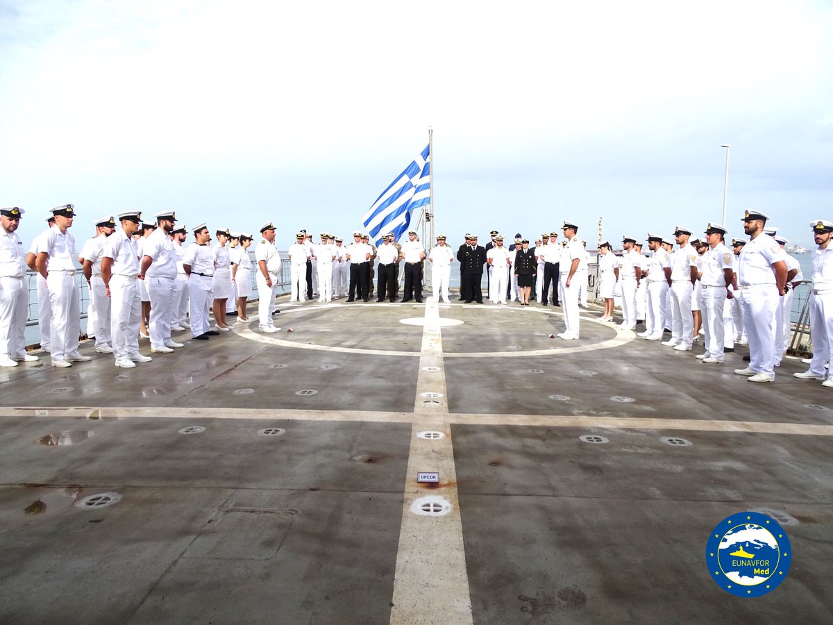 #EUNAVFORMED 🇪🇺 Operation #IRINI has a new Force Commander and a new Flagship,HS AEGEAN, #HellenicNavy 🇬🇷⚓️ IRINI is the only international actor permanently supporting the implementation of the UN #ArmsEmbargo on #Libya in the #Mediterranean. Read more: operationirini.eu/operation-irin…