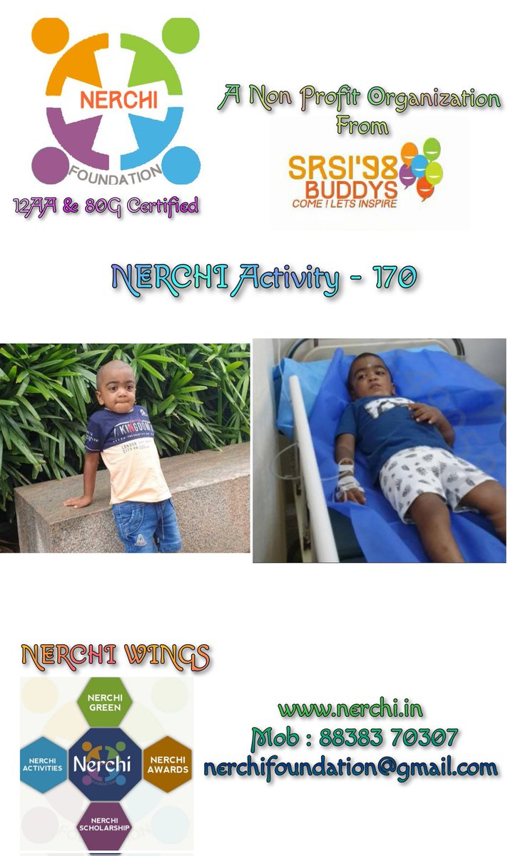 Nerchi_NGO's tweet photo. NERCHI Activity 170

RISHAN 3 years old baby suffered from Hunter Syndrome and he is undergoing Bone narrow treatment at GKNM HOSPITAL Coimbatore .
We Have Handed over the cheque of Rs 50000 for kid treatment God bless and we wish him for a speedy Recovery 🙏 https://t.co/fIuz08G7mG