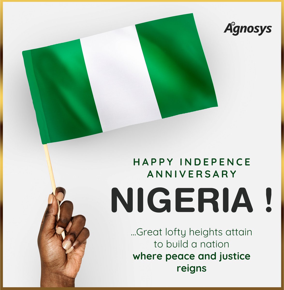 AgnosysCod's tweet photo. Happy Independence Day Nigeria from all of us @ Agnosys health #nigeria #Agnosyshealth #Nigeriaindependenceday https://t.co/eKU9WlzIc9