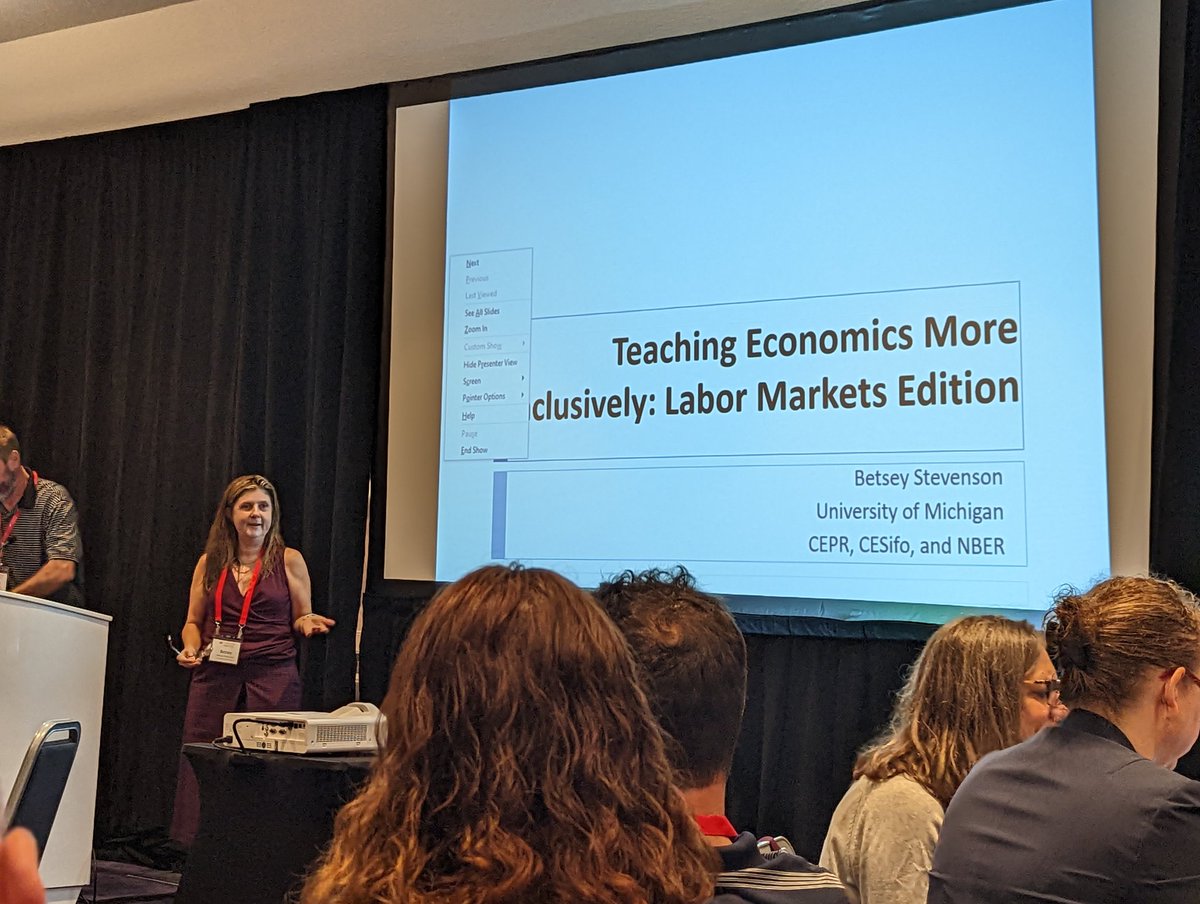 TwterlessKalina's tweet photo. Thankful that @BetseyStevenson is addressing how to make economics more inclusive! #EconEd22 https://t.co/75PMifUkX5
