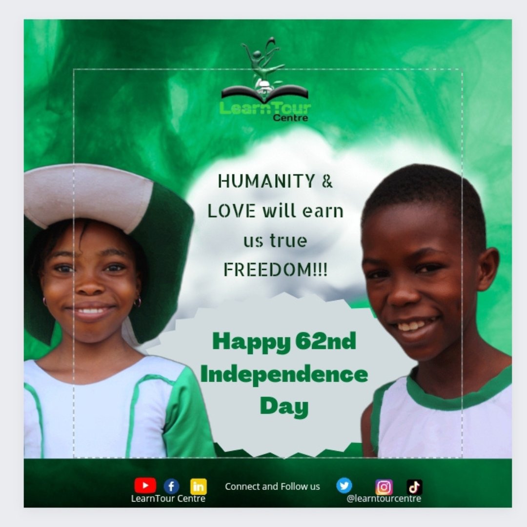 telpacentre's tweet photo. Happy 62nd Independence 🇳🇬🥳🎉
#independence
#Nigeria
#NigeriaAt62
#LearnTour
#LearnTourCentre
#LearnTourSeries
cc: @Naija_PR @OgbeniDipo @Nigeria https://t.co/TIcR5H8Vtl