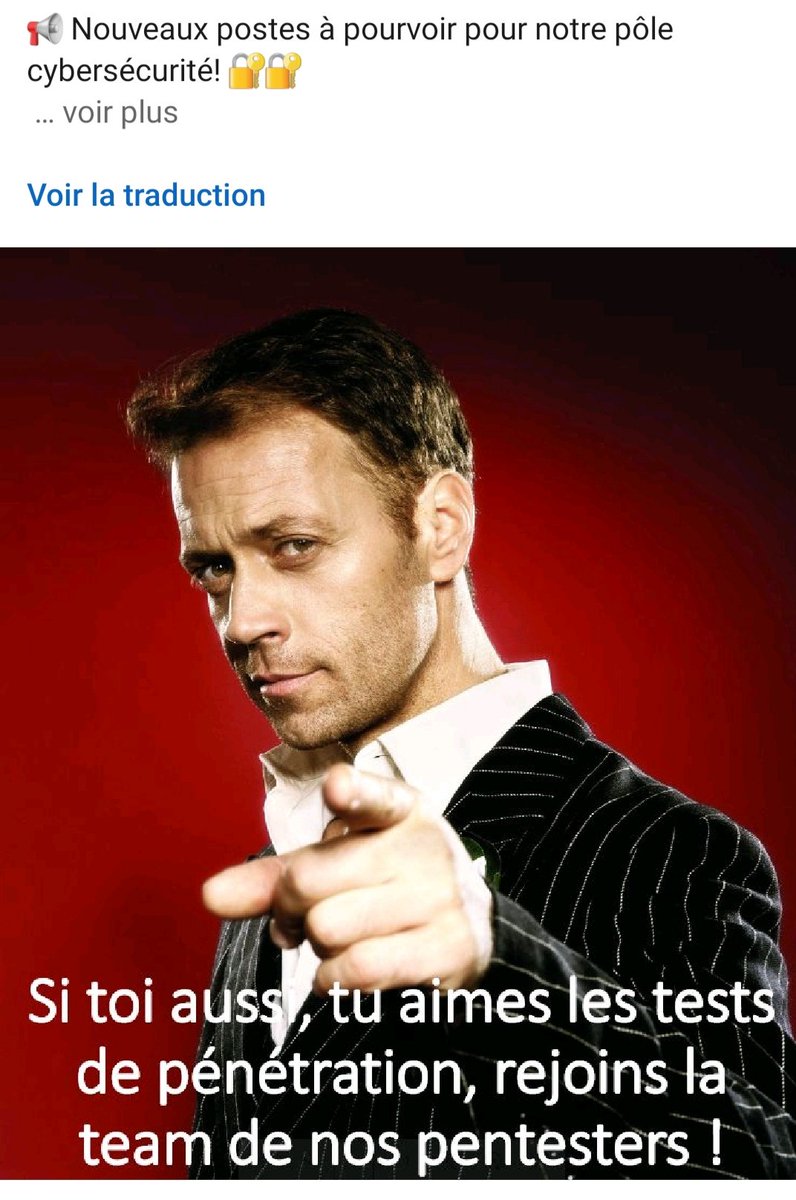 cyberguerre's tweet photo. @FabianRODES @MattAudibert Dans la série sujette à caution voici ce que l'algorithme du Linkedin #cyber m'a poussé comme message de recrutement. 
Ai du mal à trouver l'analogie élégante. 
Et l'approche du métier valorisante. https://t.co/tzzYLNSZqt