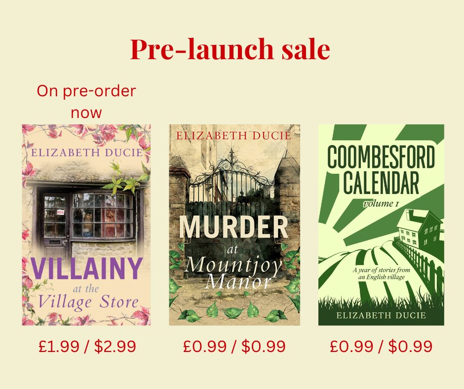 ElizabethDucie's tweet image. The ebook of Villainy at the Village Store is available for pre-order now: geni.us/CoombesfordBoo…. 
And in celebration of the upcoming launch, both the earlier Coombesford books are on sale at a reduced price for the next two weeks: amazon.co.uk/Elizabeth-Duci….