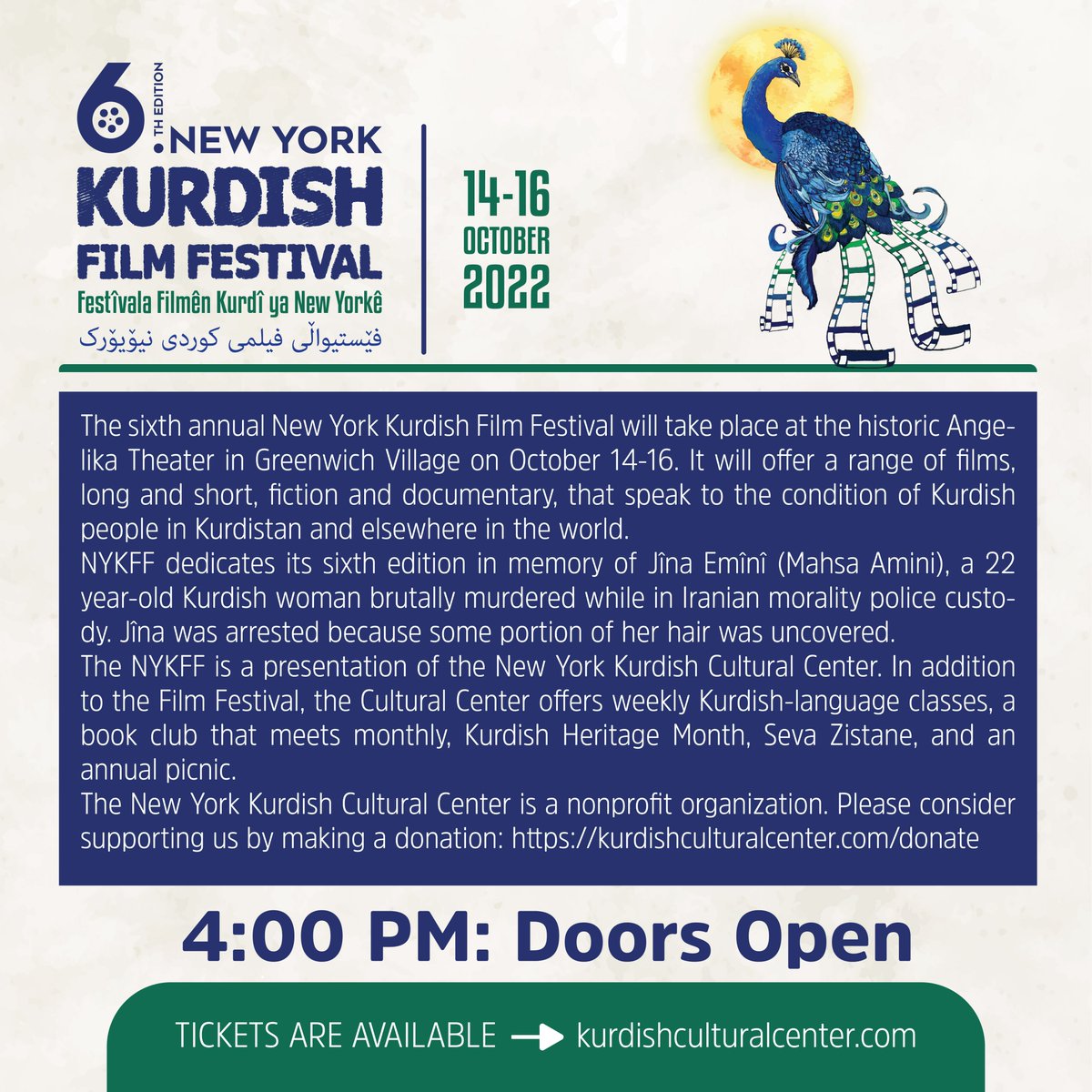 FilmKurdish's tweet photo. #NYKFF-6th Day One program is ready!
#NYKFF-6th starts with free program for kids and each kid will get a #KurdishFlag #AlayaRengîn
The actor appearing in the opening night film #Neighbours directed by #Kurdishfilmmaker #ManoKhalil, @JayAbdoActor will be with Q&A. https://t.co/Fg2Dgoezfe