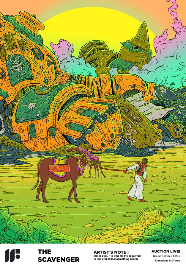 BullMarketCap's tweet photo. 🤖AUCTI◎N LIVE!🚀

Newest &amp; fresh drop on #Solana 

"THE SCAVENGER"
Reserve Price: 1◎

🔗https://t.co/nQmuCnED5w

 #nft #nfts #NFTCommunity #SolanaArt #SolanaCommunity https://t.co/RfnPKBykjC