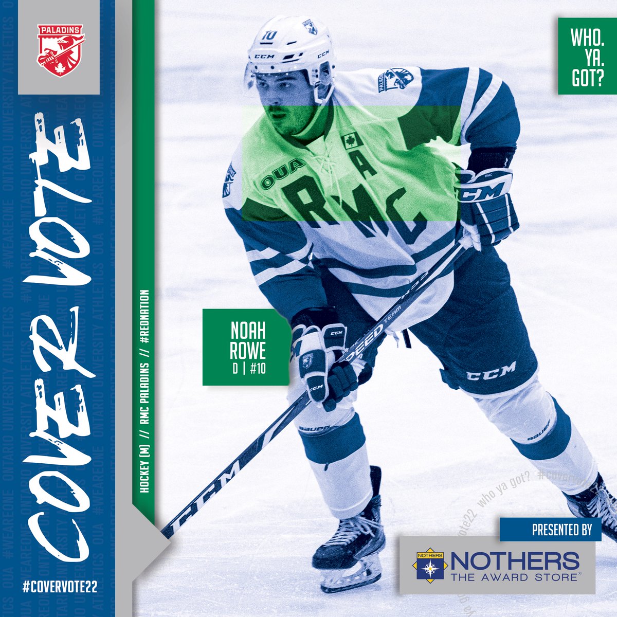 RMCPaladins's tweet photo. Time for the final round! 💪

Noah Rowe and @RMCMensHockey need your help one last time! ✅

Voting closes tomorrow at 9 pm.

📊: https://t.co/dYfymMl5Vb https://t.co/9Zjge87nzV