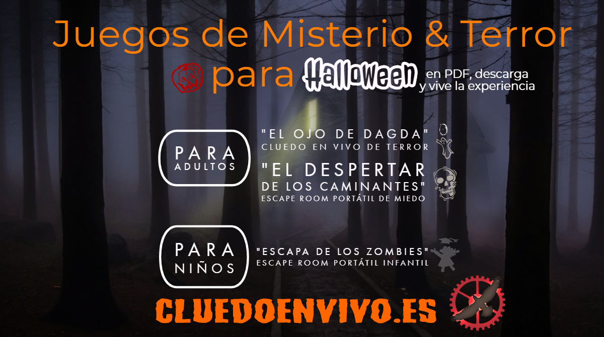 CluedoEnVivo's tweet photo. HOLA #OCTUBRE hola #halloween #samain nuestros #juegospdf #cluedopdf #escaperoompdf os esperan para que viváis la experiencia, el miedo y el misterio https://t.co/ibCfumwuKs descúbrelos🎃🪦👻🧟‍♂️#escapistas https://t.co/dZmPxFFuTn