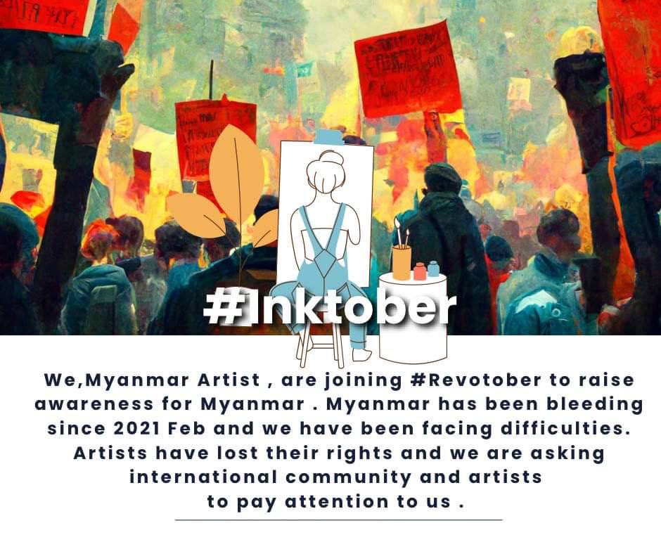 #Revotober is a 31 days challenge and artists need to draw according to the prompts. And they have to post it on Facebook , Twitter , Instagram using the hashtag #Revotober . We are demanding the international artists to support us . #Inktober