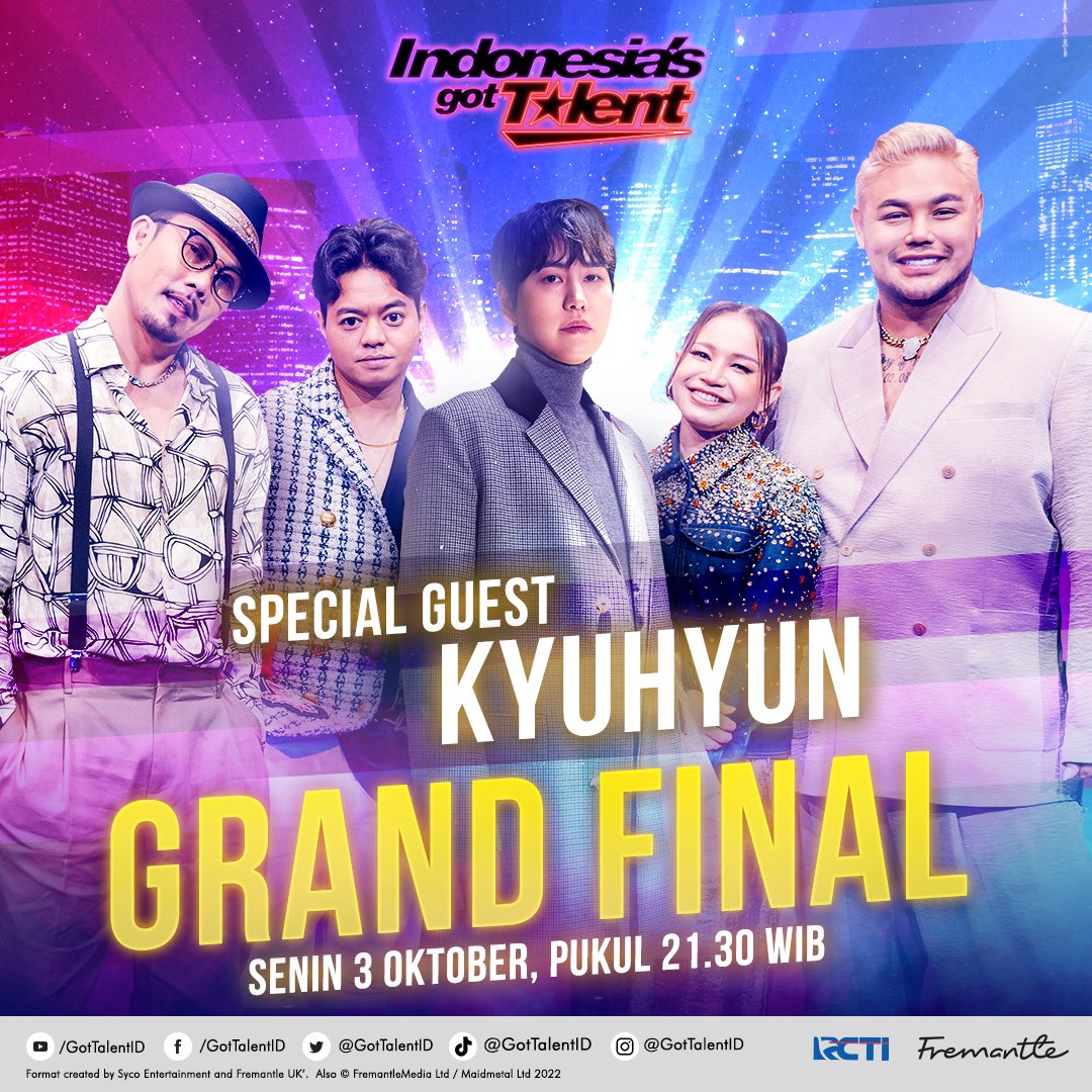 GotTalentID's tweet photo. Be Prepared for the Grand Final of Indonesia’s Got Talent!✨

With a special performance from the special guest @GaemGyu , member of @SJofficial😱

Stay tuned on Monday, October 3rd 2022 at 9.30 PM only on @officialrcti 🚀

#IGT2022 #GOTTALENT2022 #IndonesiasGotTalent #GrandFinal https://t.co/7Uq4xX4T8I