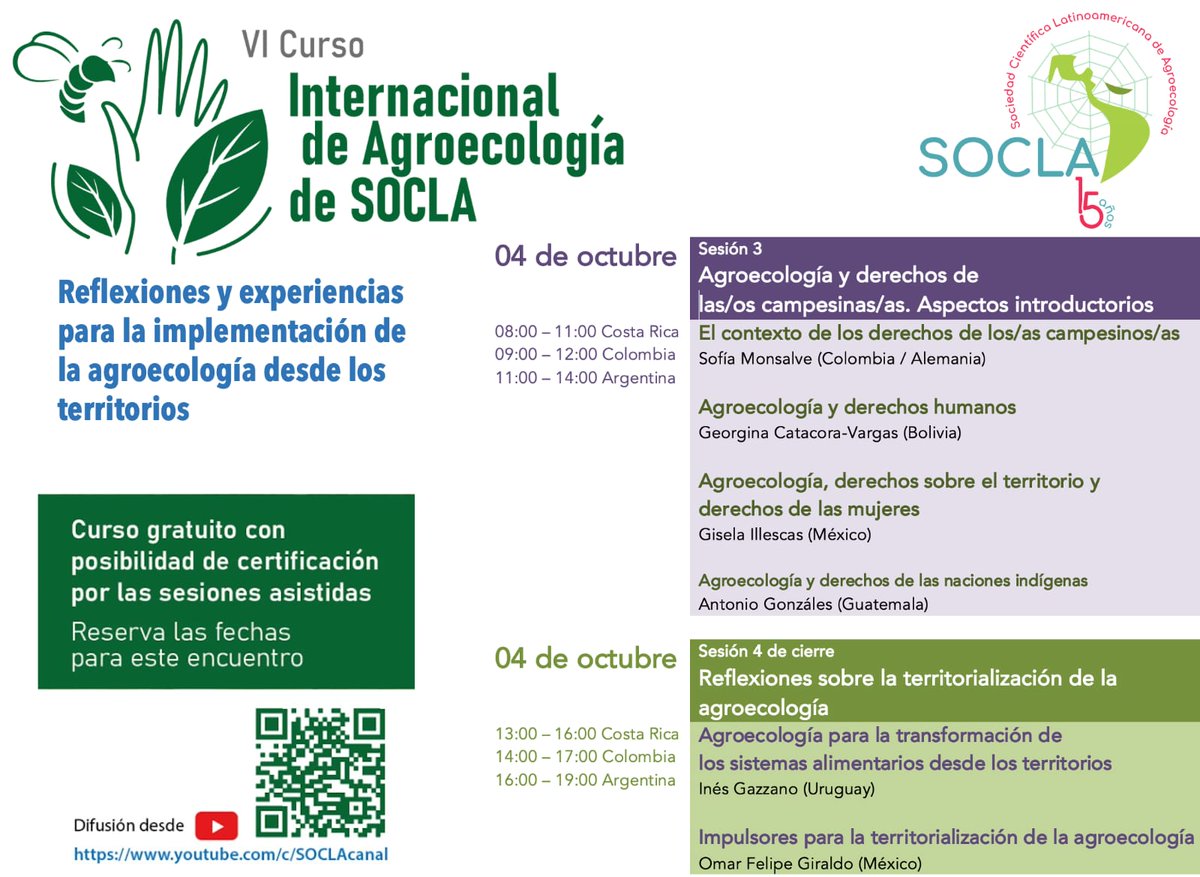 CURSO INTERNACIONAL DE AGROECOLOGIA - REMOTO - GRATUITO - INICIA EL 3 DE OCTUBRE bit.ly/3CqdQW1