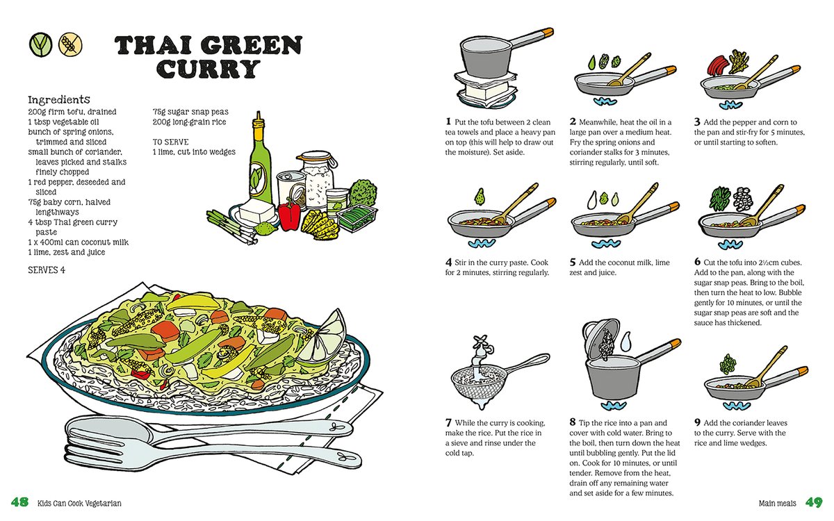 GMCbooks's tweet photo. It's #WorldVegetarianDay & we're sharing a #ThaiGreenCurry #recipe from #KidsCanCookVegetarian by @esthercoombs, containing more than 30 nutritious #vegetarian #recipes, as well as #vegan & #glutenfree options. #KidsCan #VegetarianDay #MeatFree #BuddingChefs #ButtonBooks @GMC_D https://t.co/DPD17SbnNL