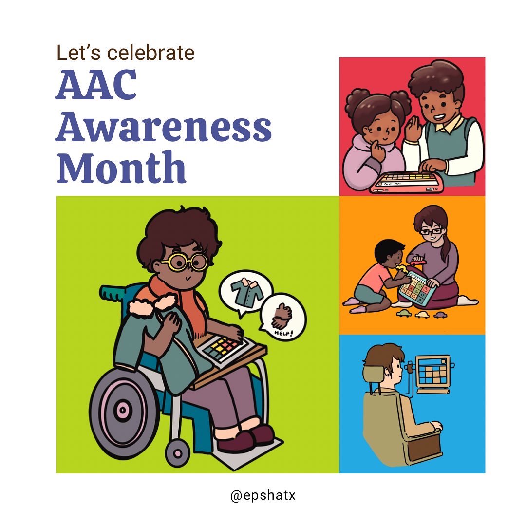 epsha_tx's tweet photo. Celebrate AAC awareness month with EPSHA! Spread awareness on the different ways in which people can communicate! #aacawarenessmonth #aac #letscommunicate
#slp2b #slpeeps #lowtech #hightech #speechlanguagepathologist #letscelebrate #speechpathology #celebration https://t.co/QV7I0Tgjzb