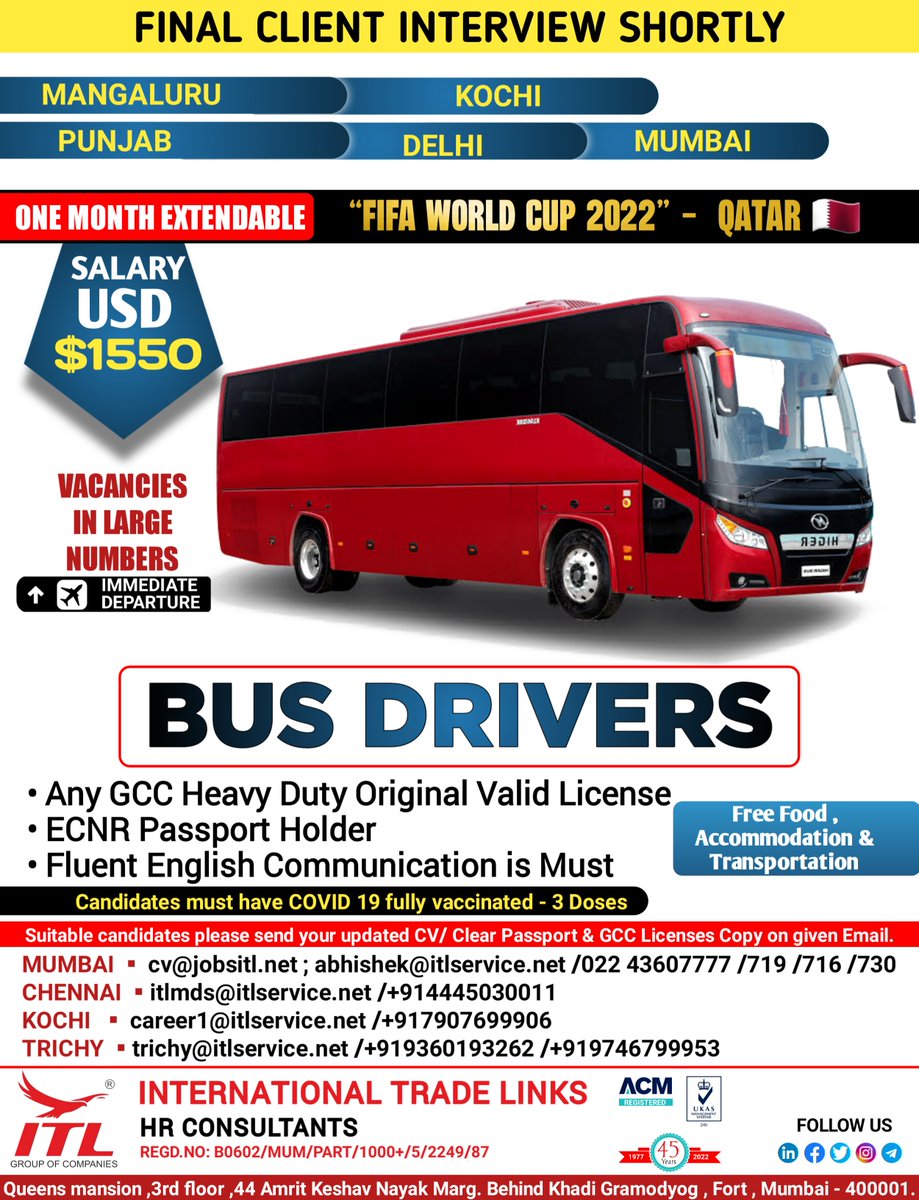 ItlJobs's tweet photo. JOB VACANCY FOR #qatar
CLICK ON LINK TO APPLY JOB > https://t.co/t4H7Iy9eMZ
Learn more :
https://t.co/L5a1jRLuOk
#qatartjobs #qatarjobseekers #driverjobs #cardrive #mediumdriver #busdriver #lighdriver #busdriver #qatardriver #driverjobs #itl #trade #career #jobhunt #oilandga https://t.co/B4Z39sn41e