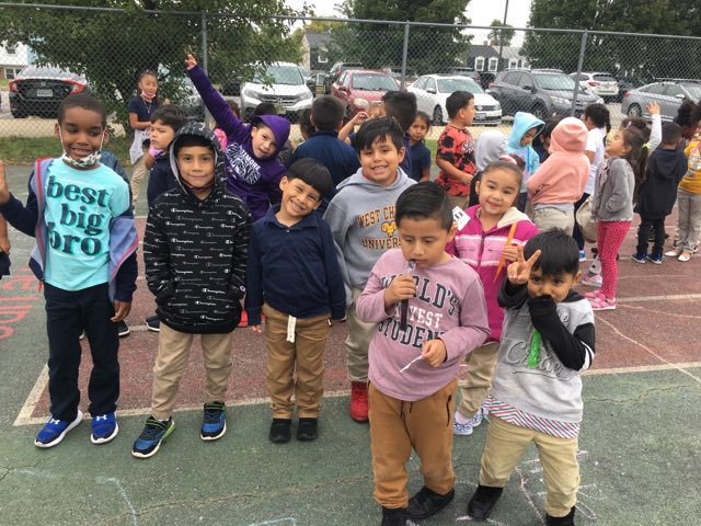HeyMsHobbs's tweet photo. When your September #Dojo winner party coincides with Graphic Tee Friday, you can’t help but have a great day!  These chilly temps couldn’t keep the fun away @LakelandSchool. https://t.co/Ag8XkNuVwZ