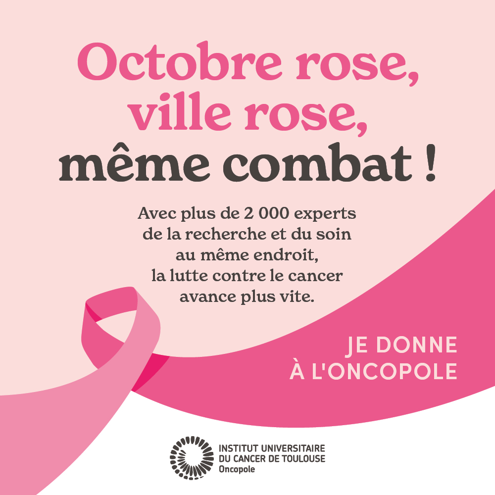 IUCTOncopole's tweet photo. #Octobrerose, ville rose même combat ! 
A #Toulouse nos équipes sont mobilisées au quotidien pour faire avancer la recherche contre le #cancerdusein, contribuer au développement de la médecine personnalisée et accompagner les femmes qui sont concernées.​👉​https://t.co/Ro6DaR0AsQ https://t.co/CmvWkMhJLu