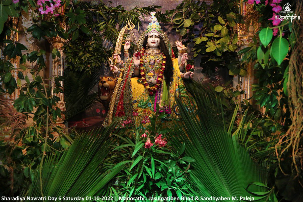 ShriHariMandir's tweet photo. श्रीवर्षाप्रियायै वर्षाकारिण्यै वनवासिन्यै वरशक्त्याकृत्यै करुणामयिमात्रे नमः ।
#Day_06
#SharadiyaNavaratri_2022
#DeviDarshan
#DeviShringar #NavaratriShringar
#KarunamayiMaa
#ShriHariMandir
#PujyaBhaishri
#Porbandar #Sudamapuri
#SandipaniVidyaniketa https://t.co/xtJhpcZidX