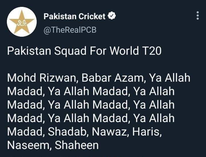 Pakistan has made changes to their T20 WC Squad have a look at it 
#T20WorldCup #BabarAzam𓃵
#AsifAli 
Haider Ali
Chacha iftikhar
Shaun Tait
