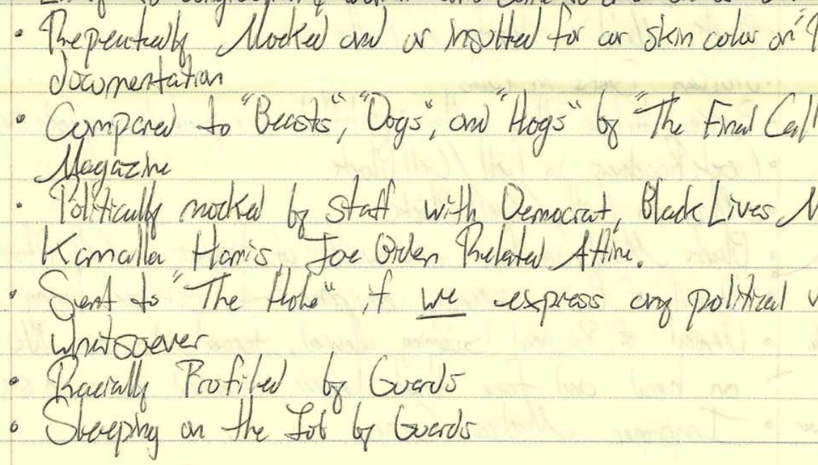 MacFarlaneNews's tweet photo. NEW: Letter from group of Jan 6 defendants in DC jail is submitted in court. Letter alleges jail is "evisceration facility", citing meal calorie count, loss of hair, claims staff wears "Joe Biden related-attire"
Calling themselves 'political prisoners"
https://t.co/aVtLCowRip https://t.co/2eoaNKynTE