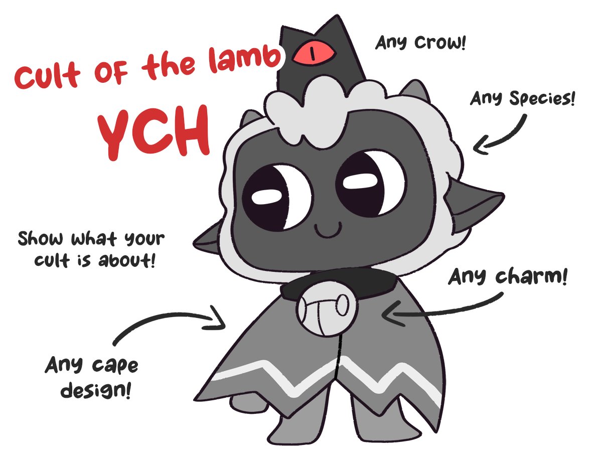 Sol 🍂 (Commissions CLOSED) on X: Cult of the lamb YCH now open! 👑 20  each Forms:  RTing and liking helps immensely, since  i don't know if Twitter will bury this