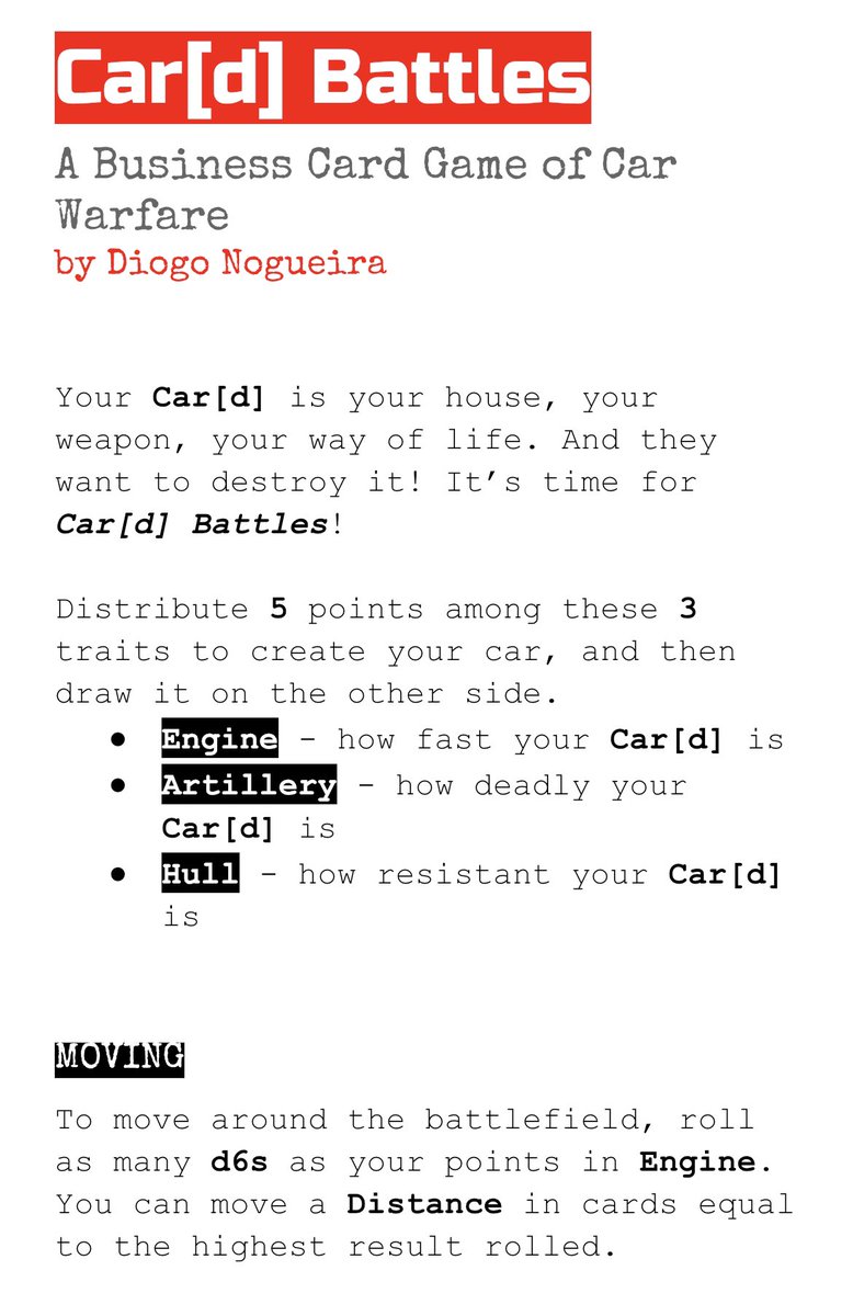diogo_oldskull's tweet photo. I may have opened the gates to a series of #BusinessCard #TTRPG stuff. This one is gonna be fun and social, and PVP!
#CarDBattles #Car #DestructionDerby #ShowYourWork #GameDev #IndieGame #RPGLATAM https://t.co/QleklEM2wa