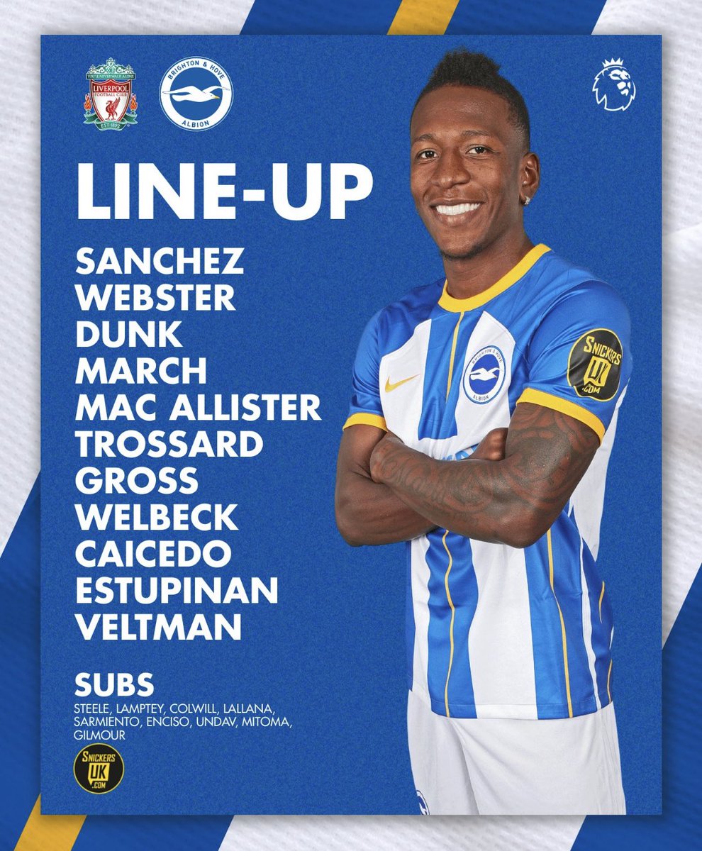 Kit_Rankings's tweet photo. @OfficialBHAFC The Premier League returns and it’s time for a kit battle! Brighton travel to Liverpool today. Brighton win this battle, as their classic stripes and yellow trim beat the iconic but rather plain top for the Reds. 8/10 vs 7/10. #LIVBHA #Liverpool #Brighton https://t.co/dY30cTay9t