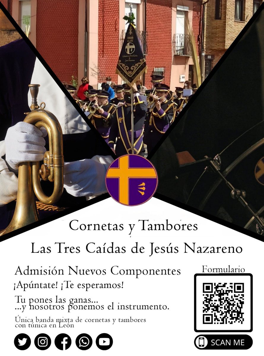 Nuestra Banda, ahora sí, llena de ilusiones y duro trabajo, pone su mente en la Semana Santa 2023.

Contacta con nosotros 
¡Te esperamos! 

💛💜
#QueSuenenCornetasYTambores
#TresCaídasSanAndrés