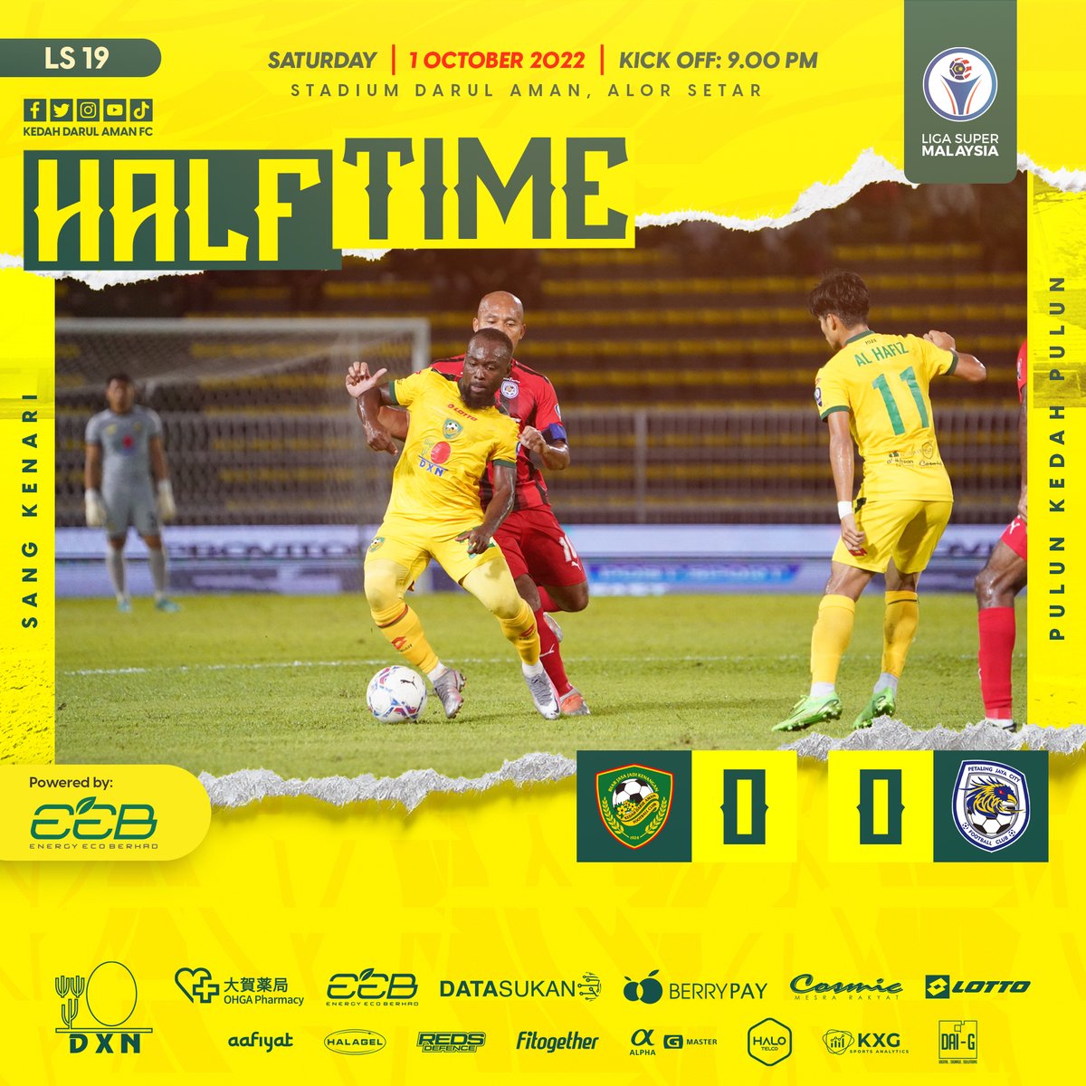 kda_fc's tweet photo. β HALF TIME β
Tamat separuh masa pertama.
HT | KDA FC 0 - 0 PJ City FC
#KDAFC #PulunKedahPulun #SangKenari #BiarJasaJadiKenangan #2022season #ligasuper2022 #KDAPJC #LS19 https://t.co/Q0v8TPi0KO