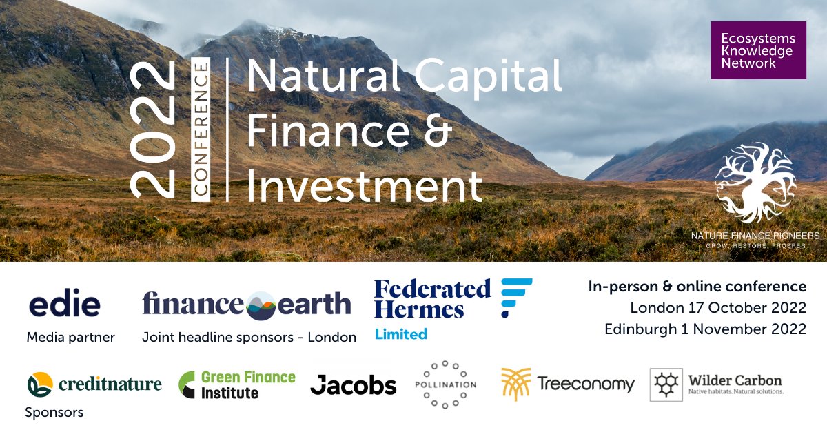 NatureFinance's tweet photo. We are delighted to be working with such an impressive raft of sponsors for #naturefinance22. Thank you @FedHermesLtd, @FinanceEarth, CreditNature, @GFI_green, @JacobsConnects , Pollination, @Treeconomyltd, @WilderCarbon & media partner @edie. Join us https://t.co/vLYidHm2tG https://t.co/HKBTWs24DZ