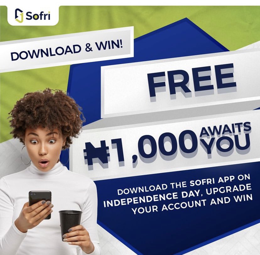 Bank_Sofri's tweet photo. Download the Sofri App today, upgrade your account and get free N1000 credited to your new account instantly.
Dont miss out on this. Offer ends by midnight.
NOW AVAILABLE ON APP STORE AND PLAYSTORE
Go Sofri💪
#banksofri #sofri #sofriapp #transfers #sofricard #happyindependence https://t.co/OQnWyLshnr