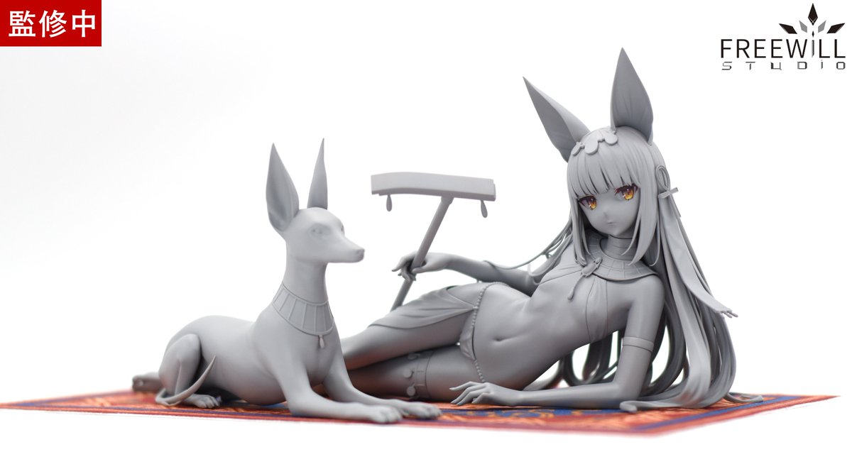 FreeWillStudio1's tweet photo. 現在、開催中のChina Hobby Expoにて狐宮ニギ氏(@komiyanigi  )オリジナルイラスト
「アヌビス神の少憩」より1/7スケールフィギュアの原型展示中です！

今後の情報をお待ちください！ https://t.co/qfJDqkiKXe
