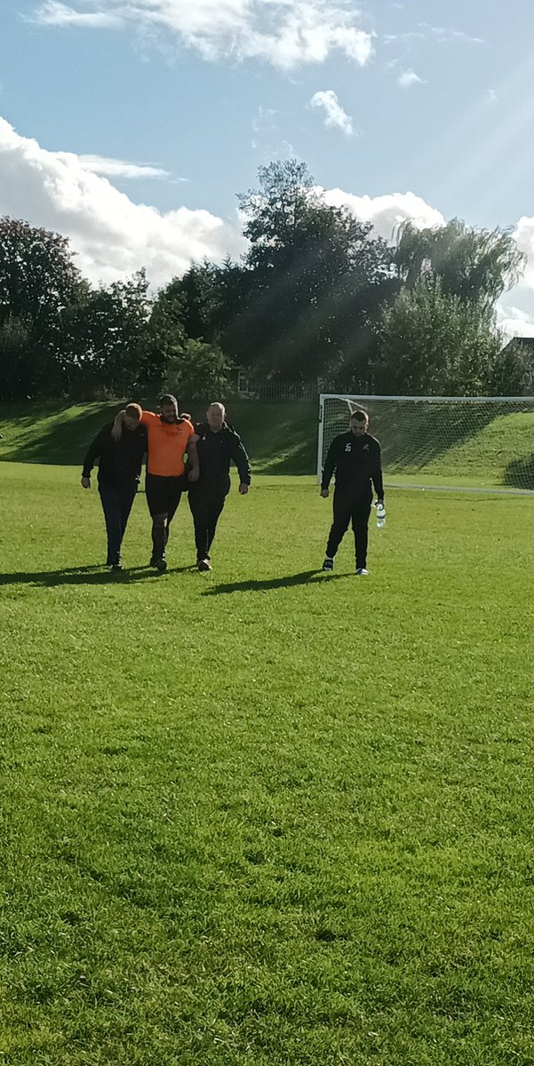 hebburninvolve's tweet photo. Skipper Big G is supported off the pitch leaving Involve with 10 men for the last few minutes https://t.co/95rzWfGwN8