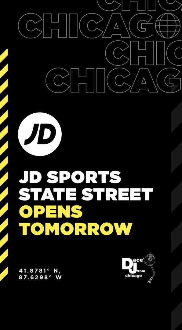 DjAceChicago's tweet photo. If you know me, you know how I feel about the business of shoes and it’s expression thru culture. 

Super exited to announce ill be spinning @JDSports grand opening on State St. today! I heard there’s going to be some 🔥🔥🔥 so PULL UP!

#Ad
#StateSt
#JDSports https://t.co/Yc1ONMoJv3