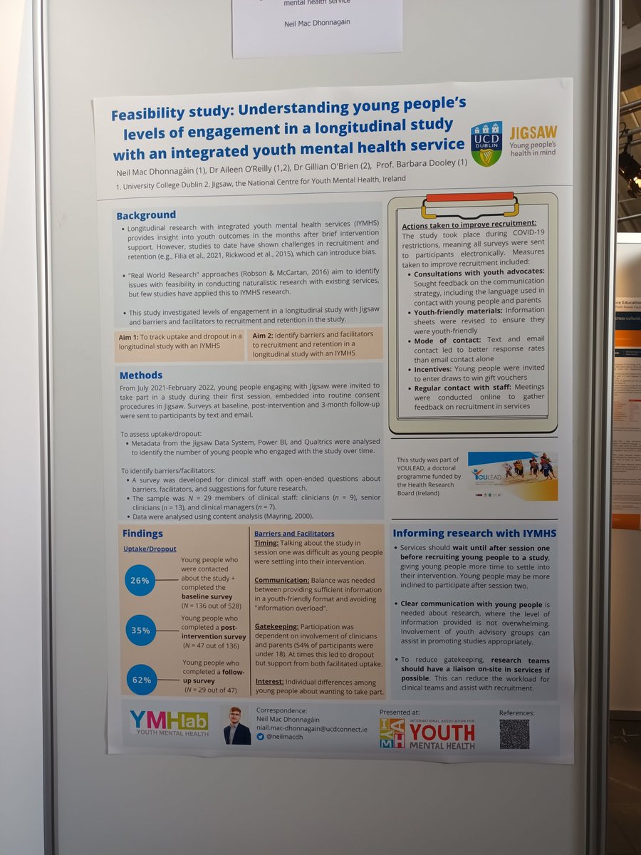 And here's the poster with emerging findings! Special thanks to @aioreill @barbara_dooley and Dr Gillian O'Brien for their support with the study!
@UCDPsychology @YMHlabUCD @NuigYoulead @JigsawYMH #iaymh2022