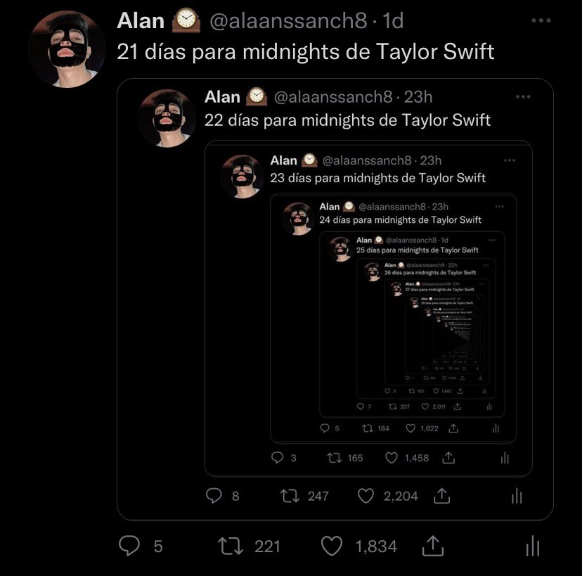 alaanssanch8's tweet image. 20 días para midnights de Taylor Swift